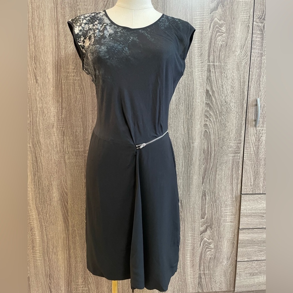 Desigual Black Designer Dress with zipper accent. Size 36 (XS).